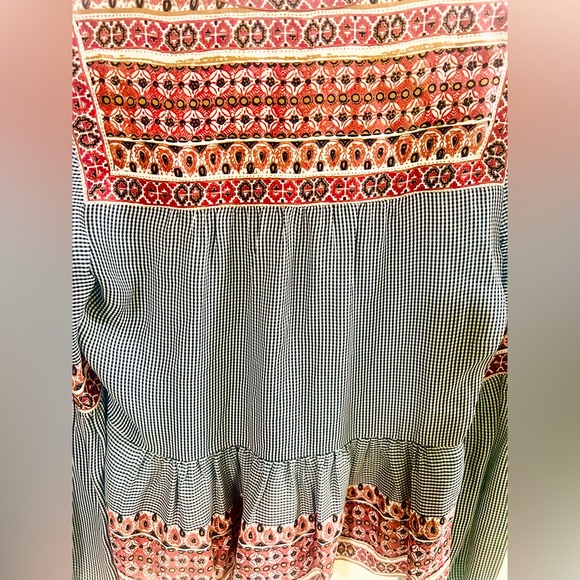 Veronica Beard Rosie Gingham Peasant Boho top 100% silk women’s Size 0 - Picture 6 of 8